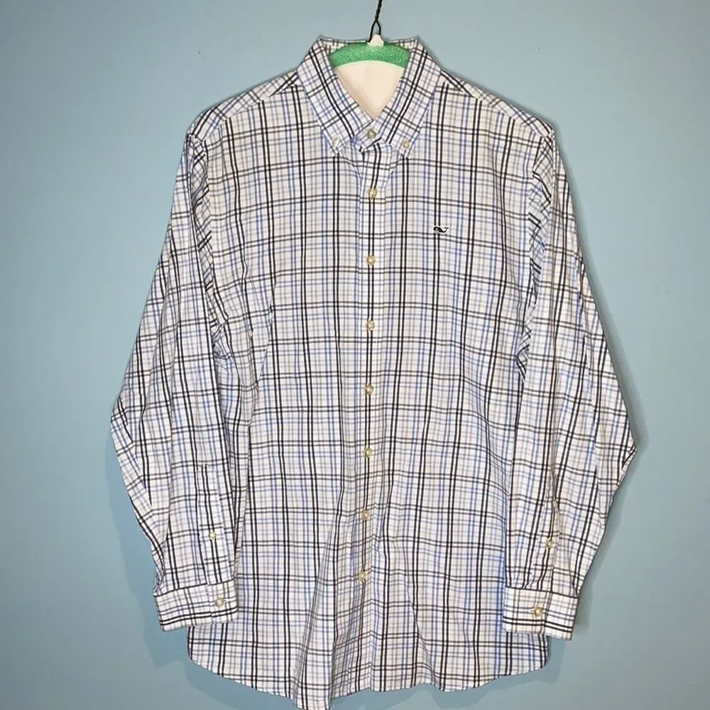 Boy's Vineyard Vines Blue/White Button-Down Shirt